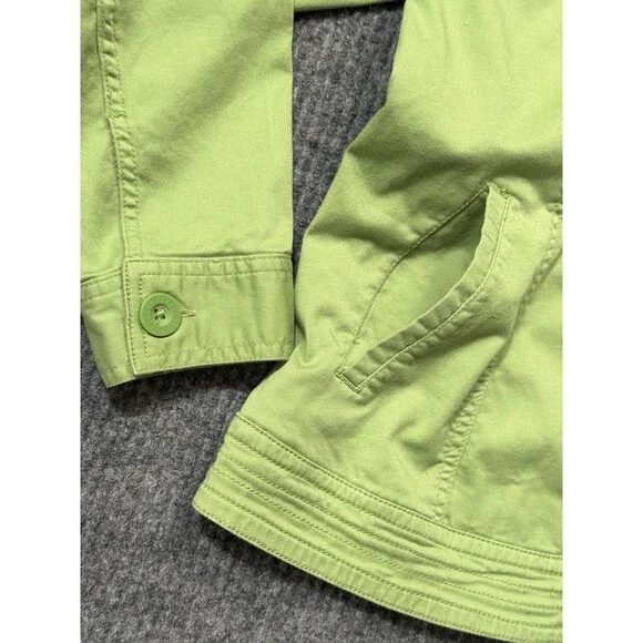 Coldwater Creek Womens Large Stretch Lime Green Button Up Shirt Jacket Top EUC - Picture 3 of 9